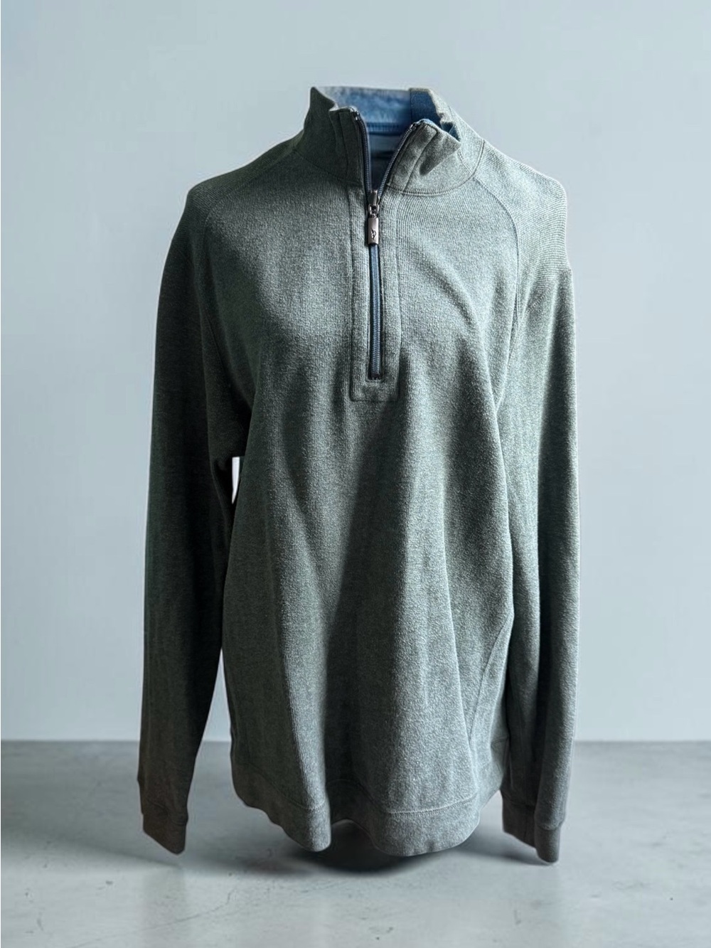 Tommy Bahama M Flip Coast Half Zip Men's Sweater in Forest Night Heather Green